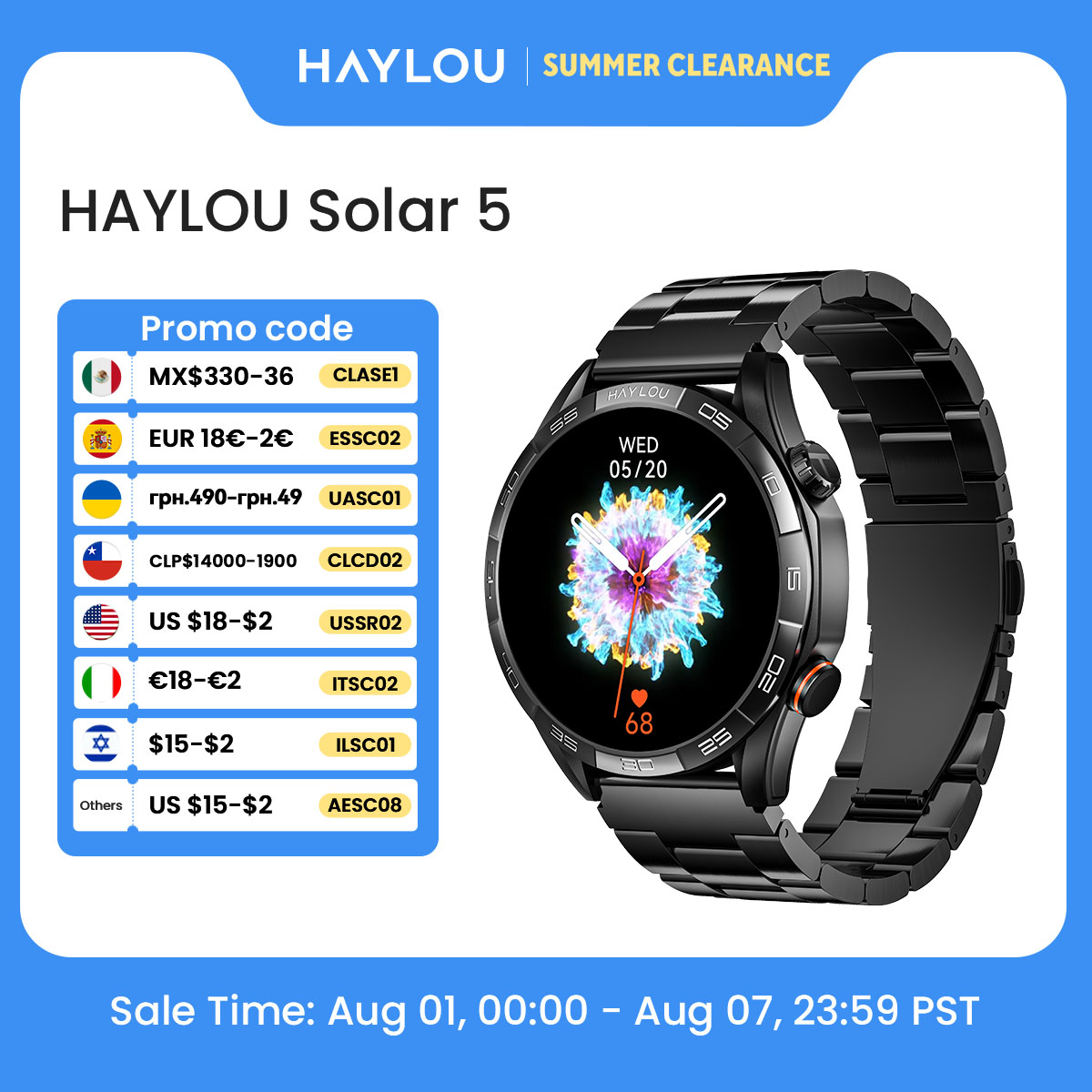 Smartwatch Health Watches - HAYLOU Solar 5 Smartwatch mit Sprachanruffunktion,