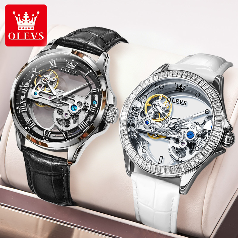 Skeleton Mechanical Watch - OLEVS Paar Uhren Original Voll Transparent