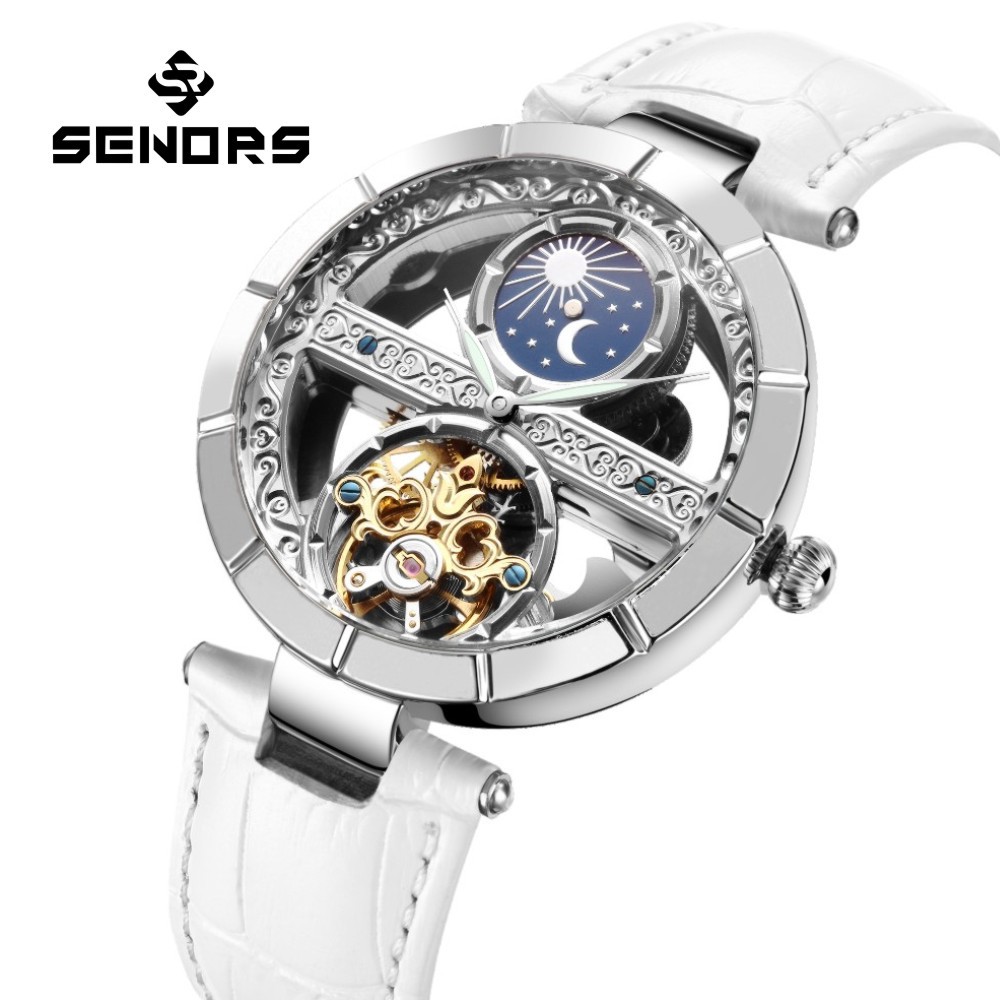 Skeleton Mechanical Watch - Luxus Damen wasserdichte Skelett Tourbillon mechanische