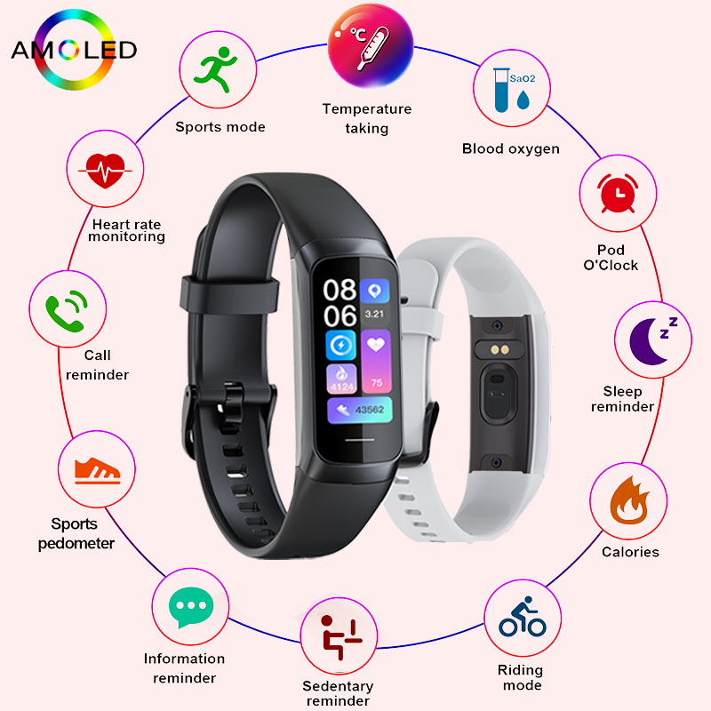 Smartwatch Health Watches - LIGE 1,1 Zoll Amoled Herzfrequenzmesser Smart