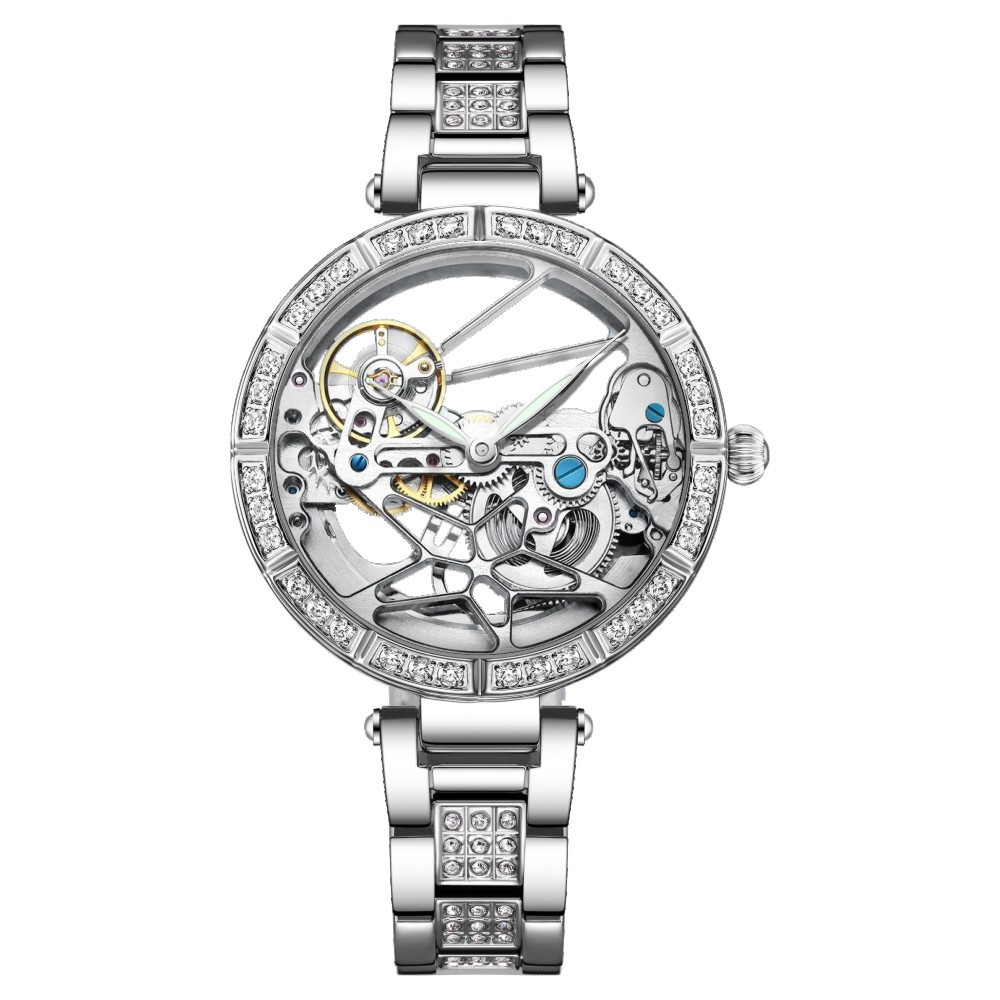 Skeleton Mechanical Watch - Luxus Skeleton Silber Zifferblatt Mode Uhren