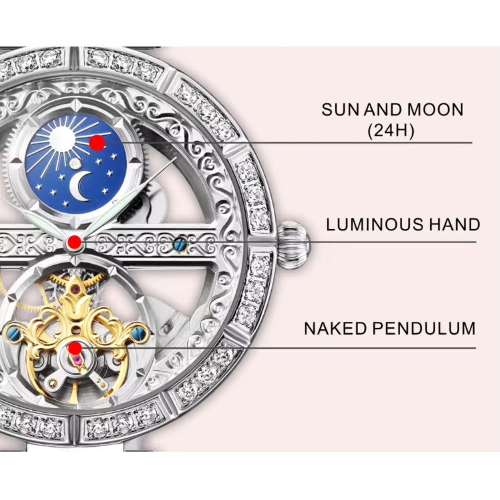 Luxus Damen wasserdichte Skele – Skeleton Mechanical Watch Bewertung und Preis