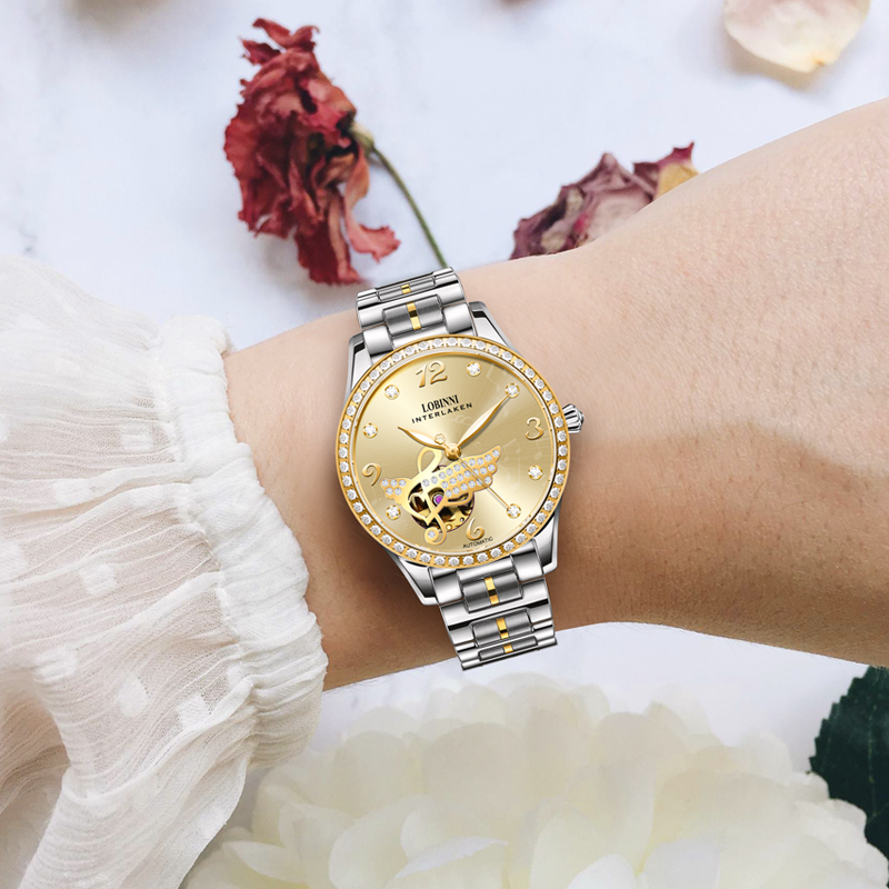 LOBINNI Frauen Automatische Uh – Skeleton Mechanical Watch Bewertung und Preis